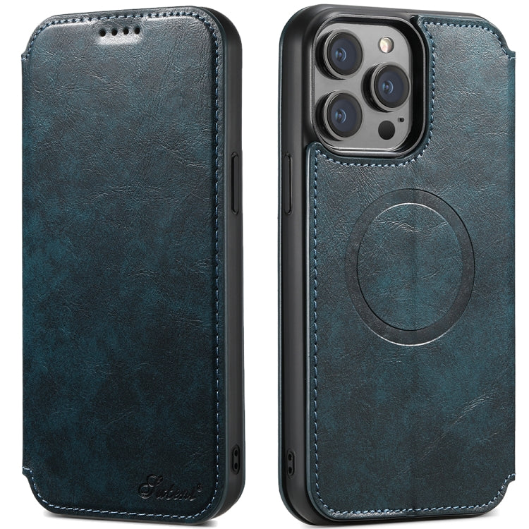 For iPhone 13 Pro Max Suteni J05 Leather Magnetic Magsafe Phone Case(Blue) - iPhone 13 Pro Max Cases by Suteni | Online Shopping South Africa | PMC Jewellery | Buy Now Pay Later Mobicred