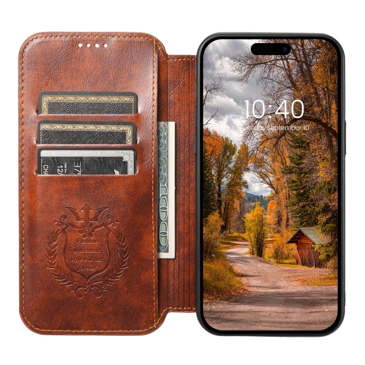 For iPhone 14 Pro Max Suteni J05 Leather Magnetic Magsafe Phone Case(Khaki) - iPhone 14 Pro Max Cases by Suteni | Online Shopping South Africa | PMC TechLife | Buy Now Pay Later Mobicred