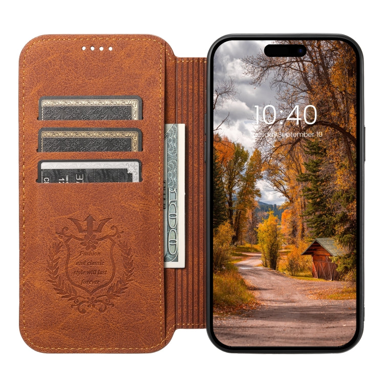 For iPhone 12 Pro Max Suteni J06 Retro Matte Litchi Texture Leather Magnetic Magsafe Phone Case(Khaki) - free shipping - PMC Jewellery - Order now!