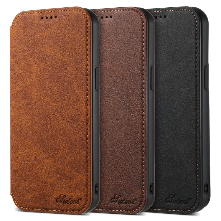 For iPhone 13 Pro Max Suteni J06 Retro Matte Litchi Texture Leather Magnetic Magsafe Phone Case(Khaki) - free shipping - PMC Jewellery - Order now!