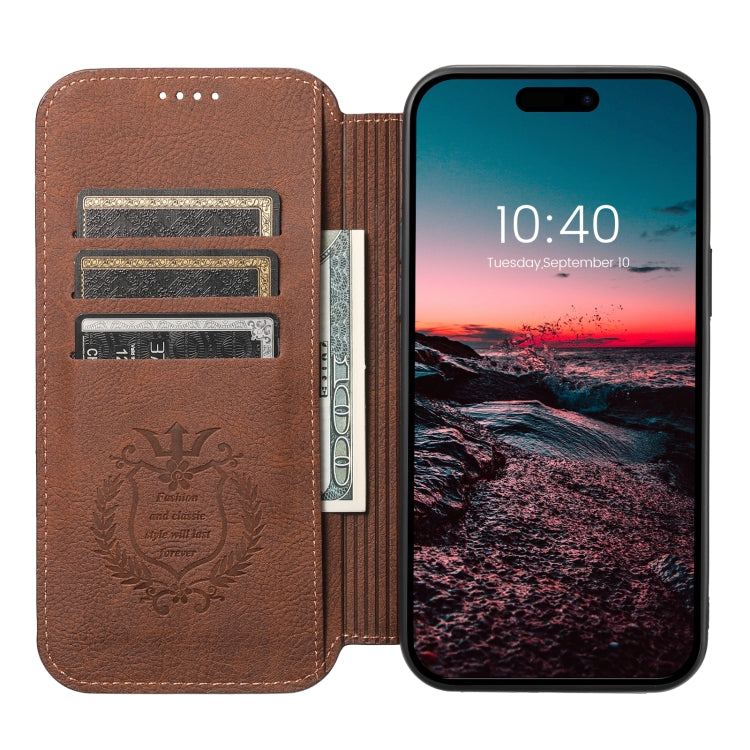 For iPhone 14 Pro Max Suteni J06 Retro Matte Litchi Texture Leather Magnetic Magsafe Phone Case(Brown) - iPhone 14 Pro Max Cases by Suteni | Online Shopping South Africa | PMC Jewellery | Buy Now Pay Later Mobicred