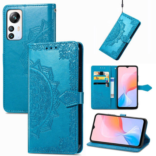 For Blackview A85 Mandala Flower Embossed Leather Phone Case(Blue) - More Brand by PMC Jewellery | Online Shopping South Africa | PMC Jewellery | Buy Now Pay Later Mobicred