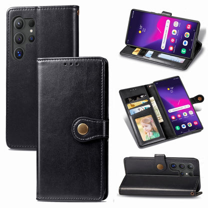 For Samsung Galaxy S25+ 5G Retro Solid Color Buckle Leather Phone Case(Black) - Galaxy S25+ 5G Cases by PMC Jewellery | Online Shopping South Africa | PMC Jewellery | Buy Now Pay Later Mobicred