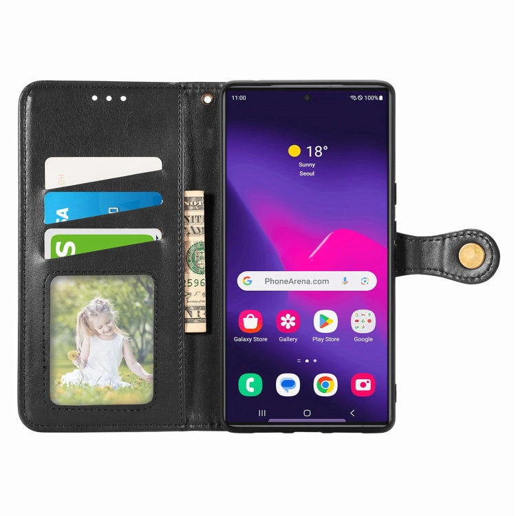 For Samsung Galaxy S25+ 5G Retro Solid Color Buckle Leather Phone Case(Black) - Galaxy S25+ 5G Cases by PMC Jewellery | Online Shopping South Africa | PMC Jewellery | Buy Now Pay Later Mobicred