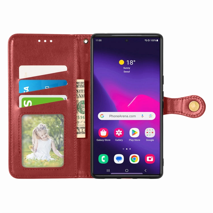 For Samsung Galaxy S25+ 5G Retro Solid Color Buckle Leather Phone Case(Red) - Galaxy S25+ 5G Cases by PMC Jewellery | Online Shopping South Africa | PMC Jewellery | Buy Now Pay Later Mobicred