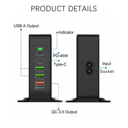 PD-75 Desktop PD Type-C USB QC 3.0 Fast Mobile Phone Charging Station Multifunctional Wireless Charger(UK Plug) - Multifunction Charger by PMC Jewellery | Online Shopping South Africa | PMC Jewellery | Buy Now Pay Later Mobicred