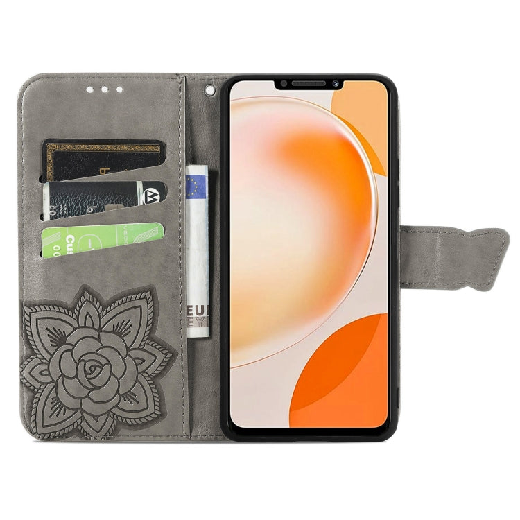 For Huawei Nova Y91 Butterfly Love Flower Embossed Leather Phone Case(Gray) - free shipping - PMC TechLife - Order now!