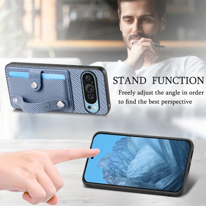 For Google Pixel 9 Pro Wristband Kickstand Card Wallet Back Cover Phone Case with Tool Knife(Blue) - Google Cases by PMC Jewellery | Online Shopping South Africa | PMC Jewellery | Buy Now Pay Later Mobicred