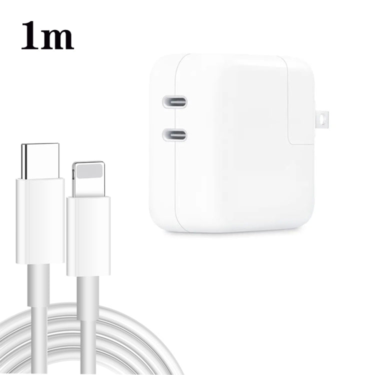 35W PD3.0 USB-C / Type-C Dual Port Charger with 1m Type-C to 8 Pin Data Cable, US Plug - USB Charger by PMC Jewellery | Online Shopping South Africa | PMC Jewellery | Buy Now Pay Later Mobicred