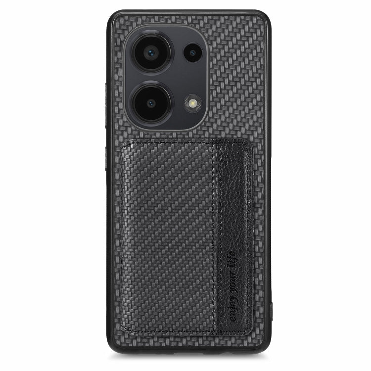 For Redmi Note 13 Pro 4G Carbon Fiber Magnetic Card Bag Phone Case(Black) - Note 13 Pro Cases by PMC Jewellery | Online Shopping South Africa | PMC Jewellery | Buy Now Pay Later Mobicred