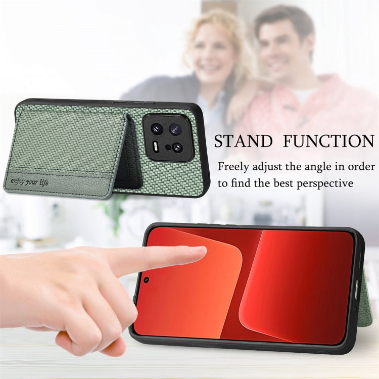for Redmi Note 13 4G Carbon Fiber Magnetic Card Bag Phone Case(Blue) - Note 13 Cases by PMC TechLife | Online Shopping South Africa | PMC TechLife | Buy Now Pay Later Mobicred