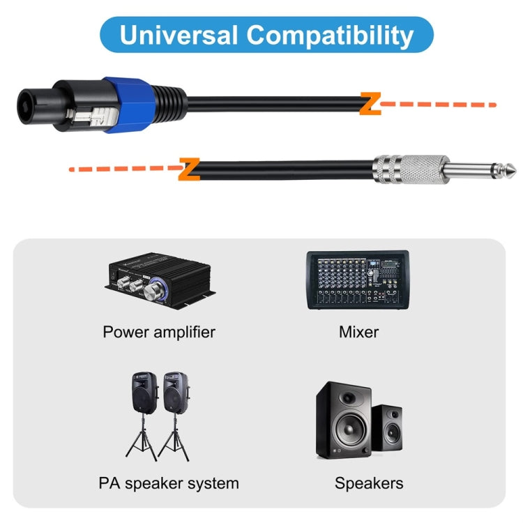 JUNSUNMAY Speakon Male to 6.35mm Male Audio Speaker Adapter Cable with Snap Lock, Length:6FT - Microphone Audio Cable & Connector by JUNSUNMAY | Online Shopping South Africa | PMC Jewellery | Buy Now Pay Later Mobicred