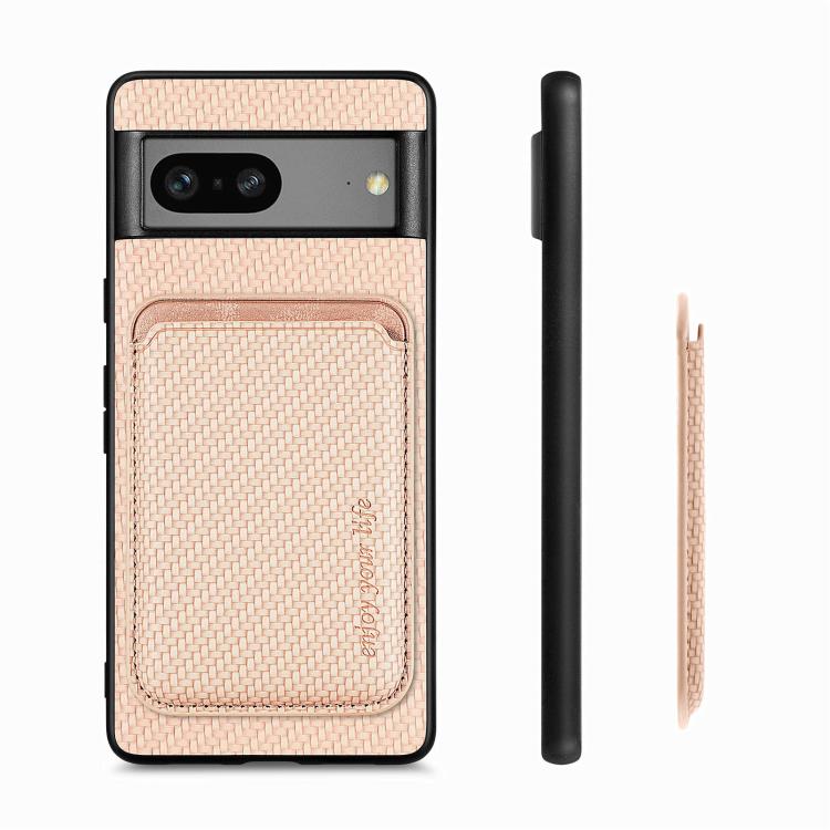 For Google Pixel 7 Carbon Fiber Leather Card Magsafe Phone Case(Khaki) - free shipping - PMC TechLife - Order now!