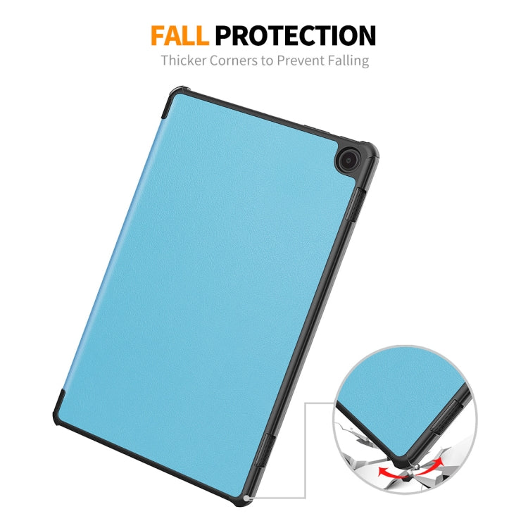 For Amazon Fire Max 11 ENKAY Tri-fold Custer Texture Leather Smart Tablet Case(Dark Blue) - Amazon by ENKAY | Online Shopping South Africa | PMC TechLife | Buy Now Pay Later Mobicred