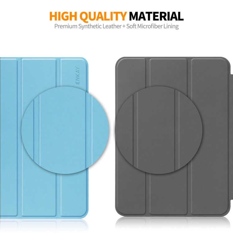 For Amazon Fire HD 10 2023 ENKAY ENKAY Tri-fold Custer Texture Leather Smart Tablet Case(Light Blue) - Amazon by ENKAY | Online Shopping South Africa | PMC TechLife | Buy Now Pay Later Mobicred