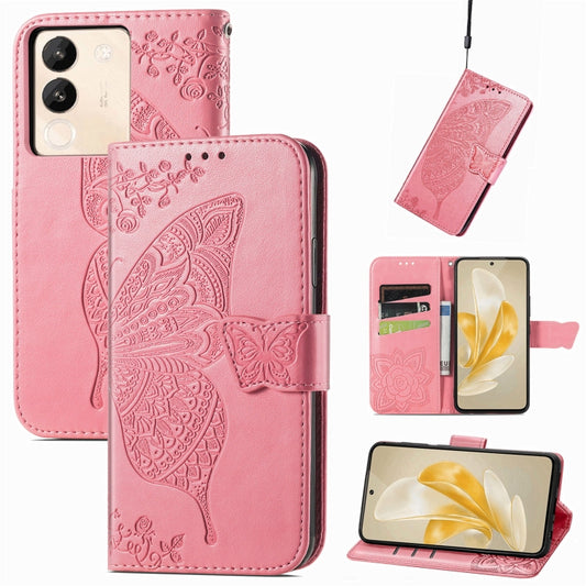 For vivo X100 Pro Butterfly Love Flower Embossed Leather Phone Case(Pink) - X100 Pro Cases by imak | Online Shopping South Africa | PMC Jewellery | Buy Now Pay Later Mobicred