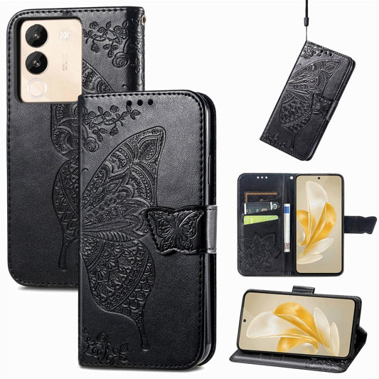 For vivo X100 Pro Butterfly Love Flower Embossed Leather Phone Case(Black) - X100 Pro Cases by imak | Online Shopping South Africa | PMC Jewellery | Buy Now Pay Later Mobicred