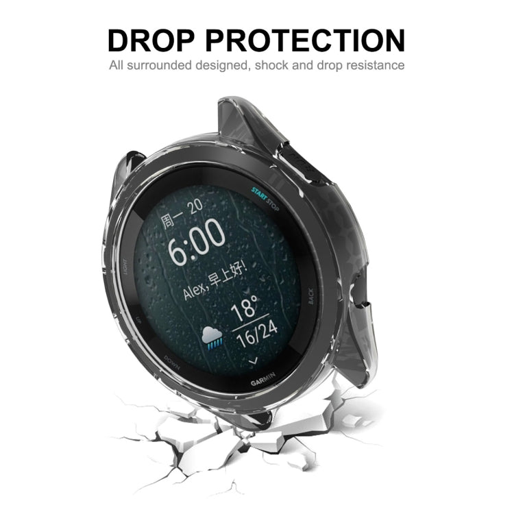 For Garmin Forerunner 265 ENKAY Hat-Prince Transparent TPU Frame Drop Protection Case(Grey) - Watch Cases by ENKAY | Online Shopping South Africa | PMC TechLife | Buy Now Pay Later Mobicred