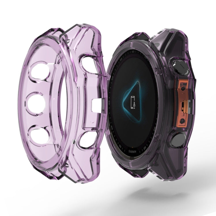 For Garmin Fenix 8 AMOLED 43mm ENKAY Hat-Prince Transparent TPU Frame Drop Protection Case(Purple) - free shipping - PMc TechLife - Order now!