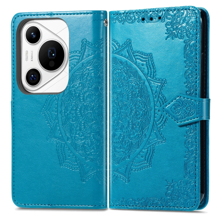 For Huawei Pura 70 Mandala Flower Embossed Leather Phone Case(Blue) - Huawei Cases by PMC Jewellery | Online Shopping South Africa | PMC Jewellery | Buy Now Pay Later Mobicred