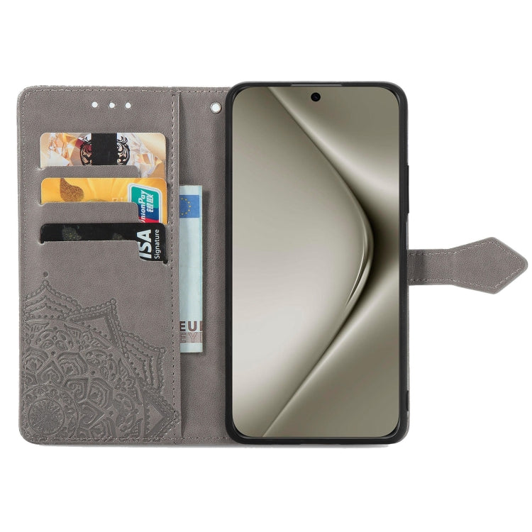 For Huawei Pura 70 Pro Mandala Flower Embossed Leather Phone Case(Gray) - Huawei Cases by PMC Jewellery | Online Shopping South Africa | PMC Jewellery | Buy Now Pay Later Mobicred