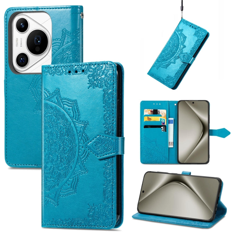 For Huawei Pura 70 Ultra Mandala Flower Embossed Leather Phone Case(Blue) - Huawei Cases by PMC Jewellery | Online Shopping South Africa | PMC Jewellery | Buy Now Pay Later Mobicred