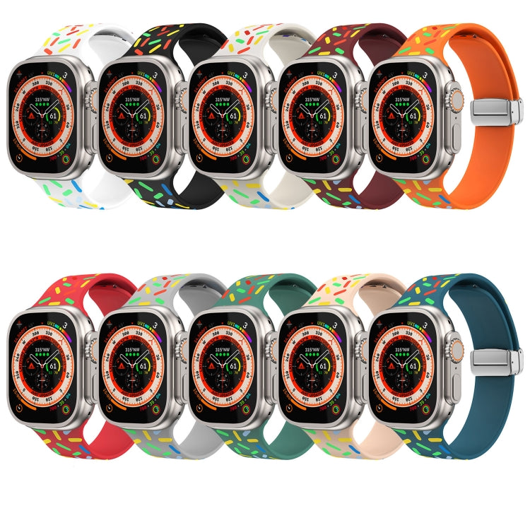 For Apple Watch 2 38mm Rainbow Dots Silicone Magnetic Buckle Watch Band(White) - Watch Bands by PMC TechLife | Online Shopping South Africa | PMC TechLife