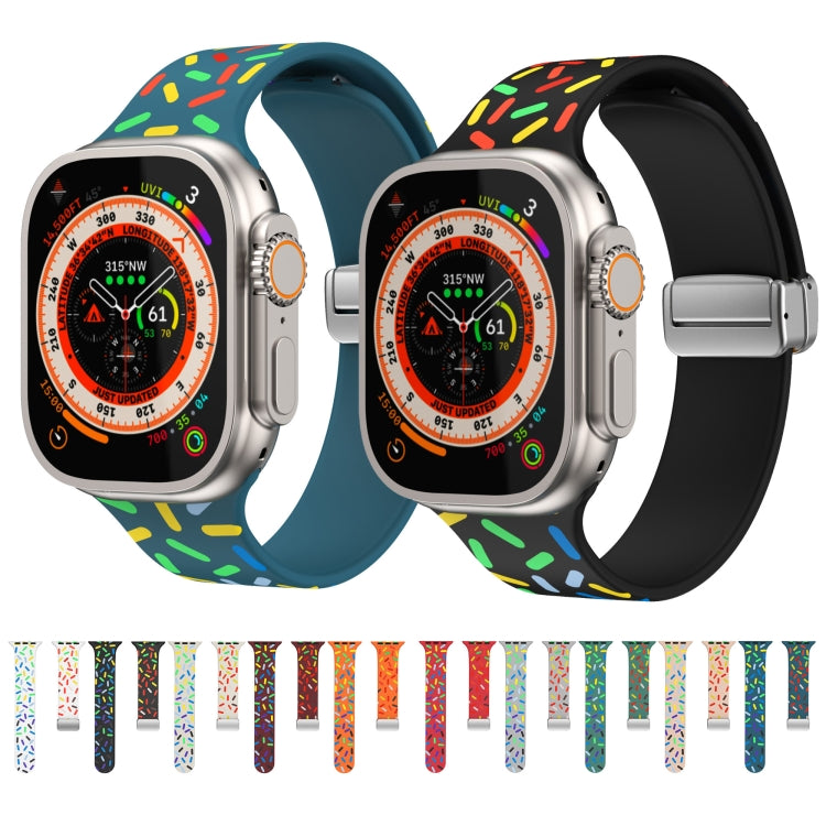 For Apple Watch 38mm Rainbow Dots Silicone Magnetic Buckle Watch Band(White) - Watch Bands by PMC TechLife | Online Shopping South Africa | PMC TechLife