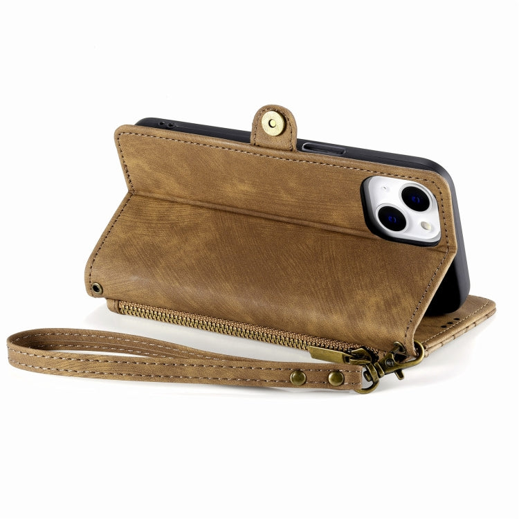 For iPhone XS Max Geometric Zipper Wallet Side Buckle Leather Phone Case(Brown) - free shipping - PMC TechLife - Order now!