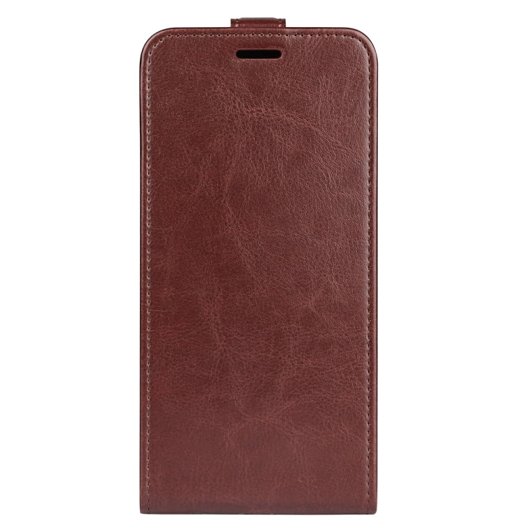 For iPhone 16 R64 Texture Single Vertical Flip Leather Phone Case(Brown) - iPhone 16 Cases by PMC TechLife | Online Shopping South Africa | PMC TechLife | Buy Now Pay Later Mobicred