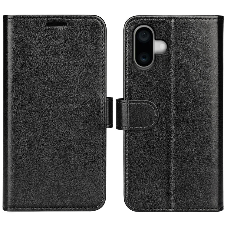For iPhone 16 Plus R64 Texture Horizontal Flip Leather Phone Case(Black) - iPhone 16 Plus Cases by PMC TechLife | Online Shopping South Africa | PMC TechLife | Buy Now Pay Later Mobicred