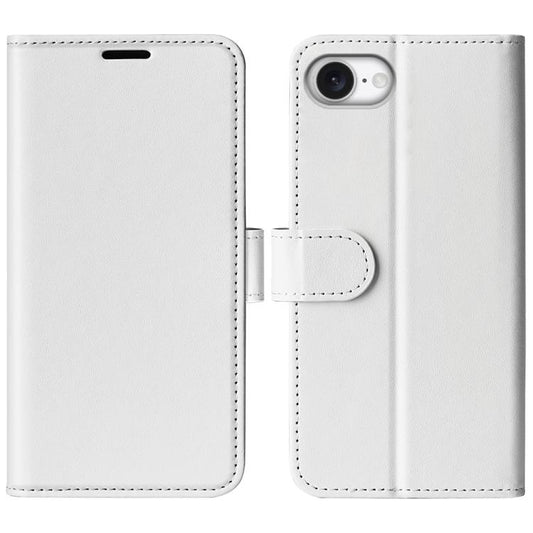 For iPhone 16e R64 Texture Horizontal Flip Leather Phone Case(White) - iPhone 16e Cases by PMC Jewellery | Online Shopping South Africa | PMC Jewellery | Buy Now Pay Later Mobicred