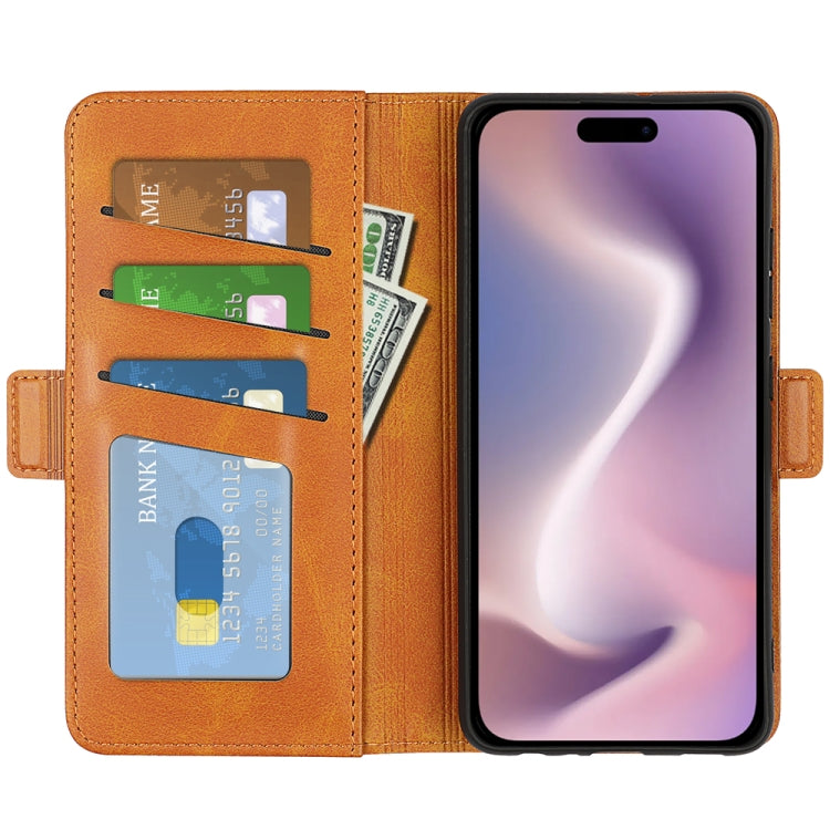 For iPhone 16 Dual-side Magnetic Buckle Horizontal Flip Leather Phone Case(Yellow) - free shipping - PMC TechLife - Order now!