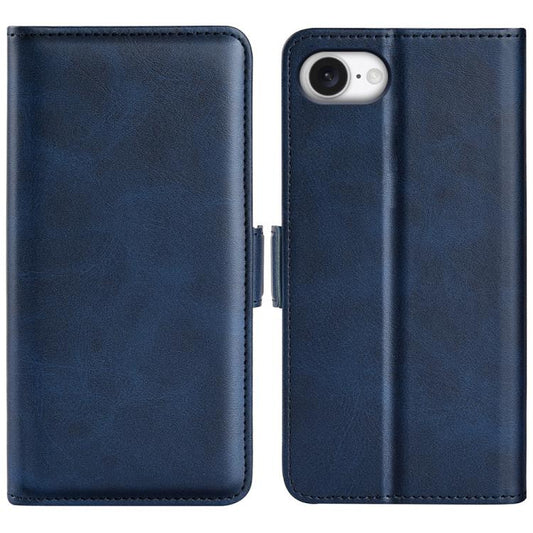 For iPhone 16e Dual-side Magnetic Buckle Horizontal Flip Leather Phone Case(Dark Blue) - iPhone 16e Cases by PMC Jewellery | Online Shopping South Africa | PMC Jewellery | Buy Now Pay Later Mobicred