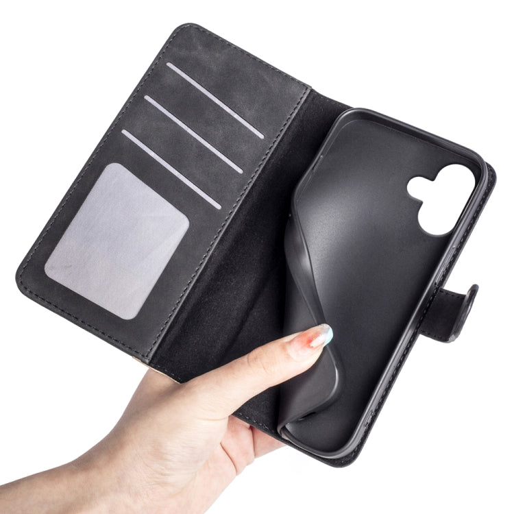 For iPhone 16 Stitching Horizontal Flip Leather Phone Case(Black) - iPhone 16 Cases by PMC TechLife | Online Shopping South Africa | PMC TechLife | Buy Now Pay Later Mobicred