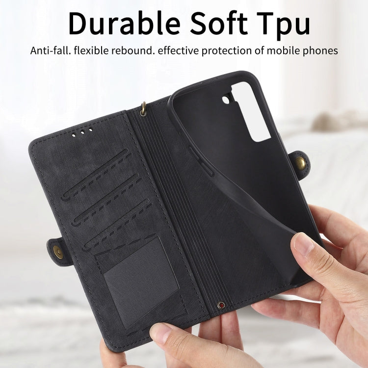 For Samsung Galaxy S21 5G Geometric Zipper Wallet Side Buckle Leather Phone Case(Black) - free shipping - PMC TechLife - Order now!