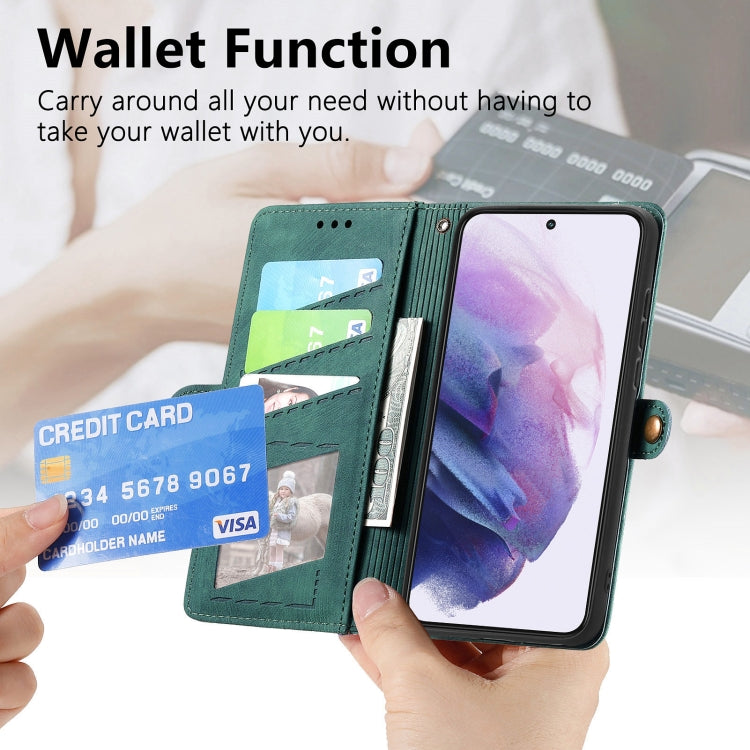 For Samsung Galaxy S20+ Geometric Zipper Wallet Side Buckle Leather Phone Case(Green) - free shipping - PMC TechLife - Order now!