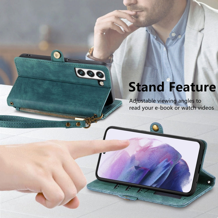 For Samsung Galaxy S20+ Geometric Zipper Wallet Side Buckle Leather Phone Case(Green) - free shipping - PMC TechLife - Order now!