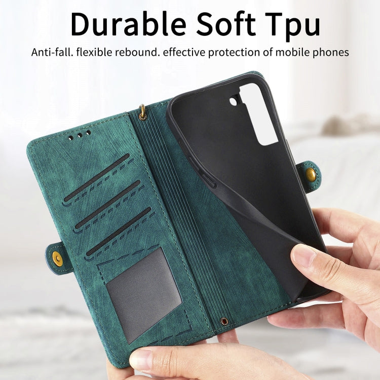 For Samsung Galaxy S20 Ultra Geometric Zipper Wallet Side Buckle Leather Phone Case(Green) - free shipping - PMC TechLife - Order now!