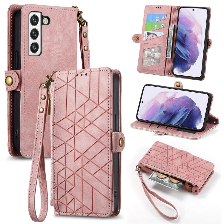For Samsung Galaxy S20 FE Geometric Zipper Wallet Side Buckle Leather Phone Case(Pink) - free shipping - PMC TechLife - Order now!