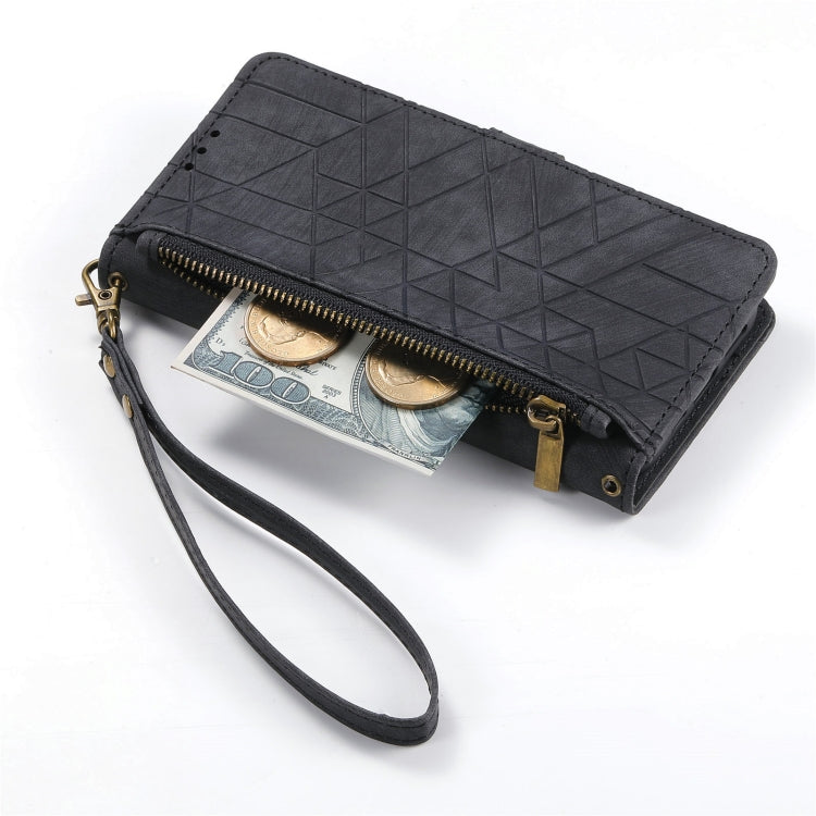 For Samsung Galaxy S20 FE Geometric Zipper Wallet Side Buckle Leather Phone Case(Black) - free shipping - PMC TechLife - Order now!