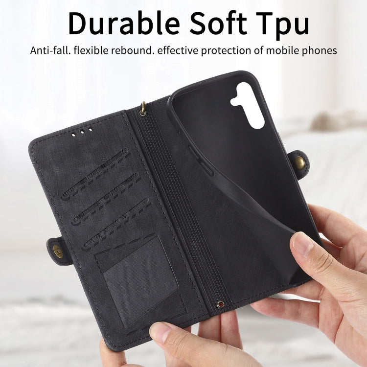 For Samsung Galaxy A50 Geometric Zipper Wallet Side Buckle Leather Phone Case(Black) - free shipping - PMC TechLife - Order now!