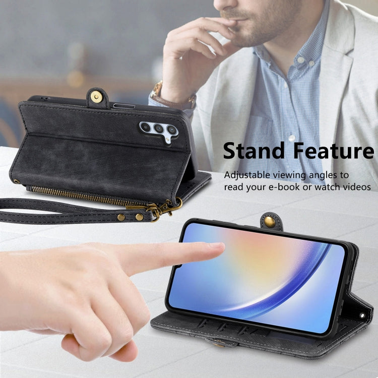 For Samsung Galaxy A70S Geometric Zipper Wallet Side Buckle Leather Phone Case(Black) - free shipping - PMC TechLife - Order now!