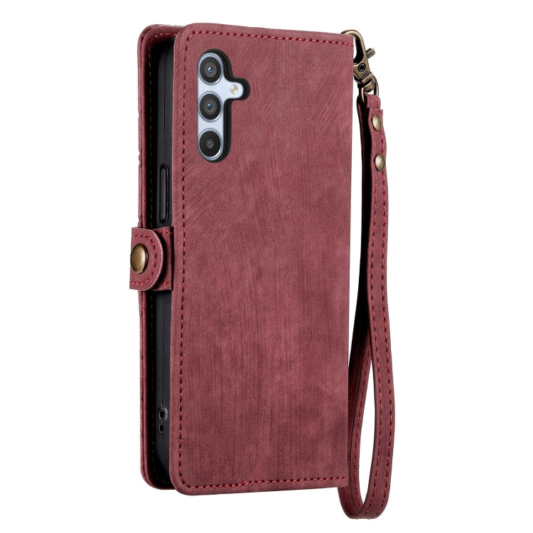 For Samsung Galaxy A41 Geometric Zipper Wallet Side Buckle Leather Phone Case(Red) - free shipping - PMC TechLife - Order now!
