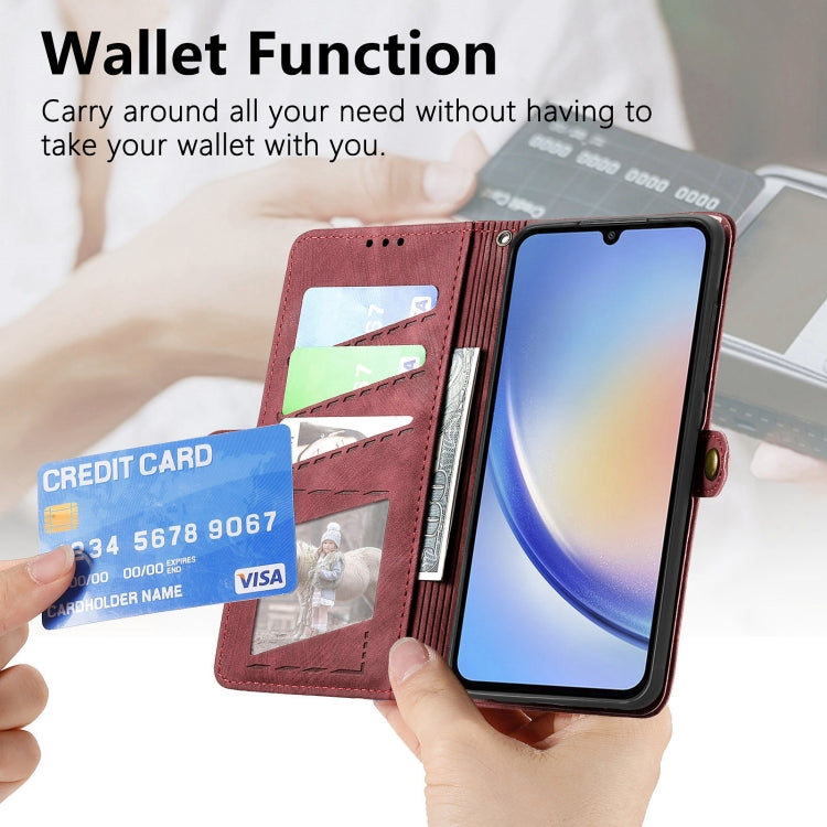 For Samsung Galaxy A41 Geometric Zipper Wallet Side Buckle Leather Phone Case(Red) - free shipping - PMC TechLife - Order now!