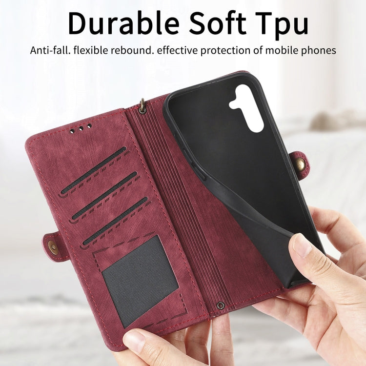 For Samsung Galaxy A41 Geometric Zipper Wallet Side Buckle Leather Phone Case(Red) - free shipping - PMC TechLife - Order now!