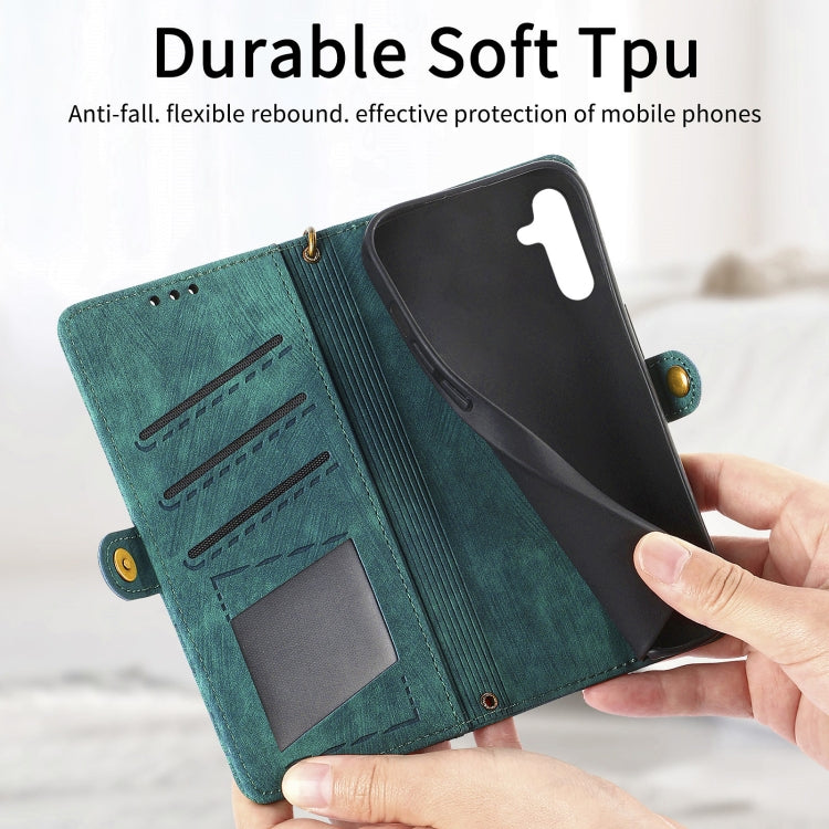 For Samsung Galaxy A51 Geometric Zipper Wallet Side Buckle Leather Phone Case(Green) - free shipping - PMC TechLife - Order now!