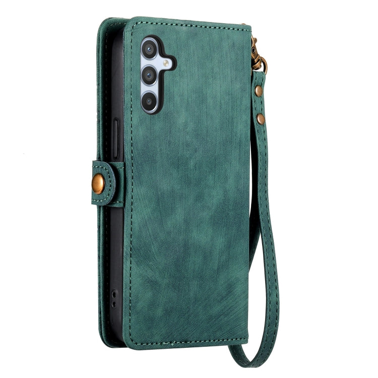 For Samsung Galaxy A71 Geometric Zipper Wallet Side Buckle Leather Phone Case(Green) - free shipping - PMC TechLife - Order now!