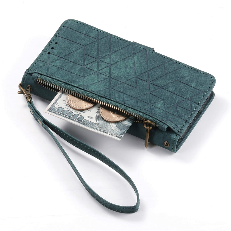 For Samsung Galaxy A54 5G Geometric Zipper Wallet Side Buckle Leather Phone Case(Green) - free shipping - PMC TechLife - Order now!
