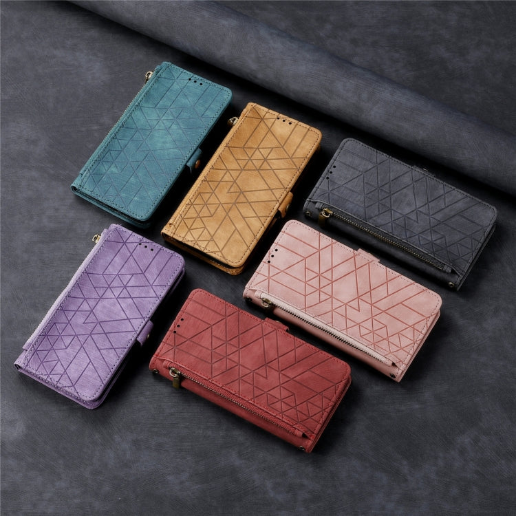 For Samsung Galaxy A41 Geometric Zipper Wallet Side Buckle Leather Phone Case(Red) - free shipping - PMC TechLife - Order now!